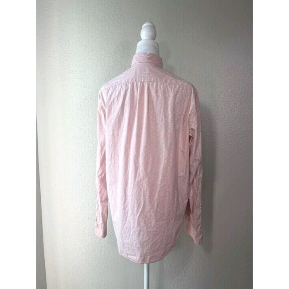 J Crew Men's Pink Polka Dot Cotton Stretch Button Up Shirt Medium - Picture 3 of 8